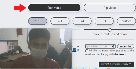 pipfy webcam popup created