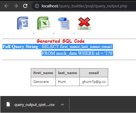 sql_query_builder SQL Generated