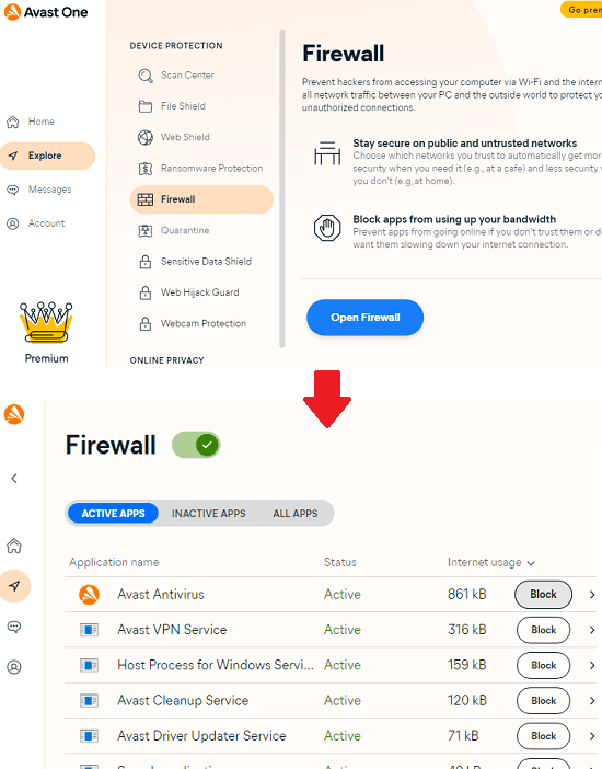 Avast One Firewall