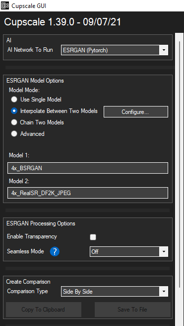 Cupscale Model Options