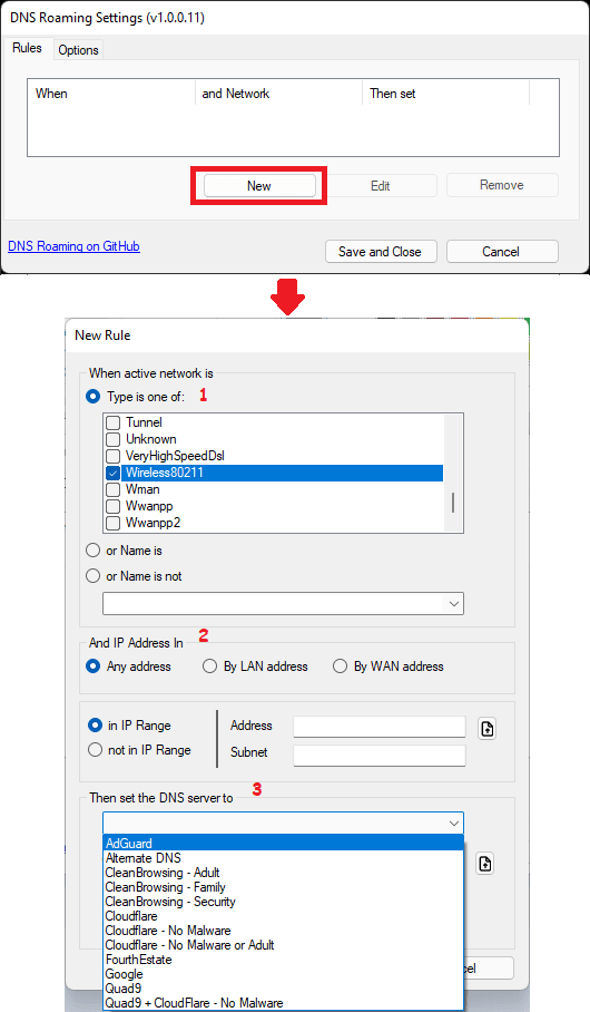 DNS Roaming Rules