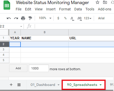 Delete 90 Spreadsheet