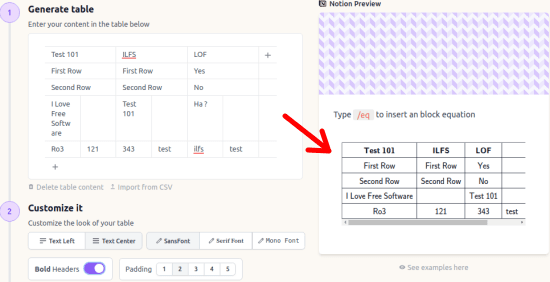 Notion Simple Table Create