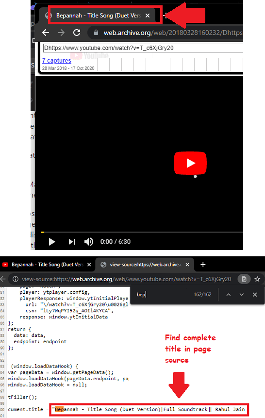 Recover title of a deleted video from a YouTube Playlist
