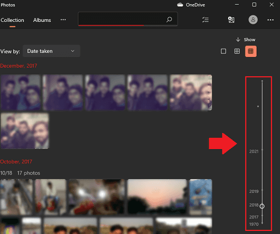 Windows New Redesigned PHotos App Timeline