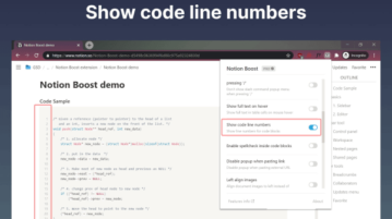 Add Line Numbers to Code Blocks in Notion
