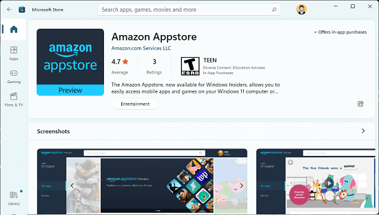Amazon App Store in Windows Store