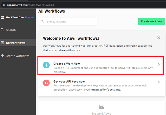 Create Workflow Anvil