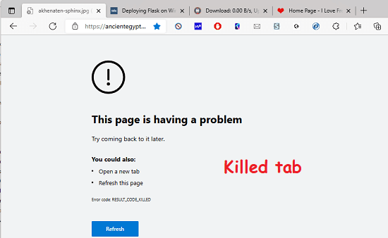 Microsoft Edge Killed Tab