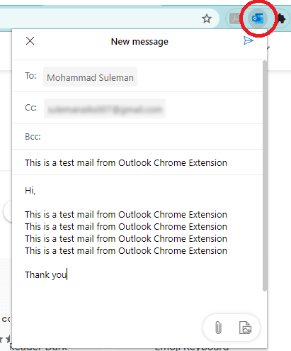 Outlook Chrome Extension Compose mail