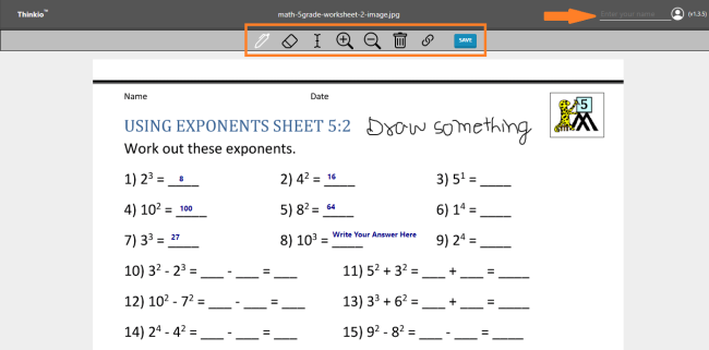 Editing Thinkio Worksheet