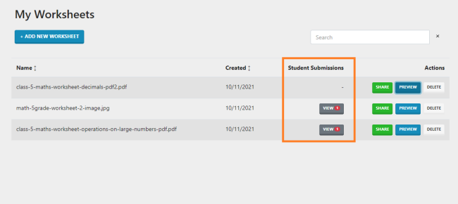 Submission status in Thinkio