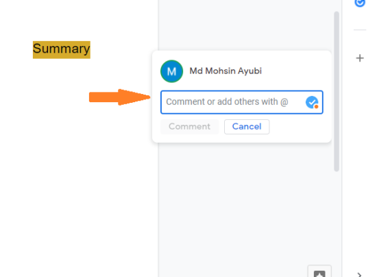 adding comments in Google Docs
