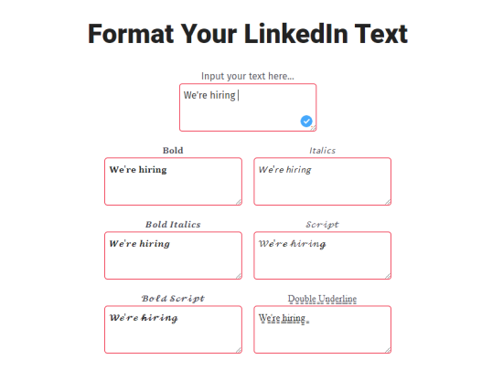 LinkedIn text formatter by Linkedin-makeover.com