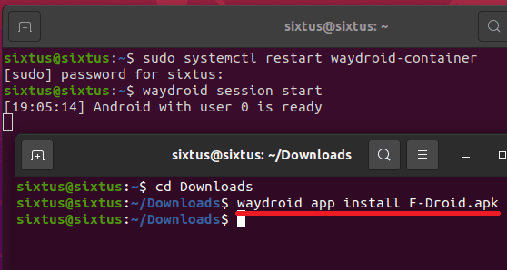 Waydroid install APK