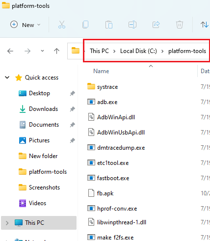 platform-tools in c drive