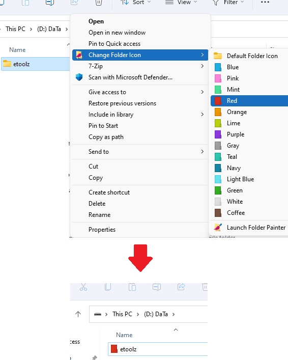 Change Single Folder Icon Color Windows 11