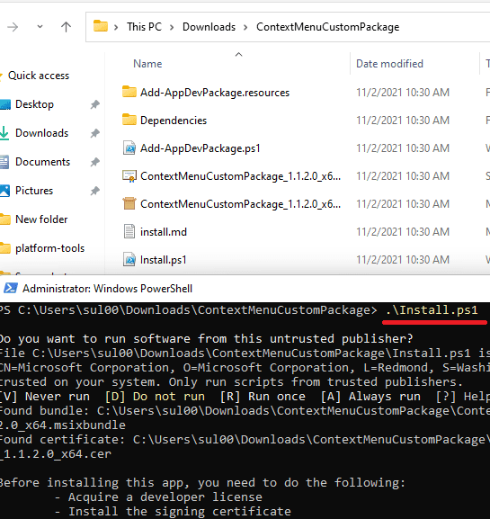 Custom Context Menu Windows 11 Run Installer