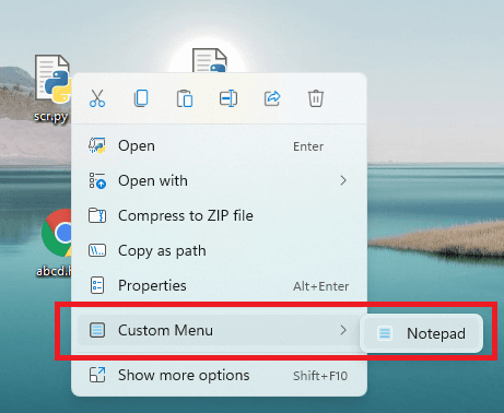 Custom Context Menu Windows 11 in action