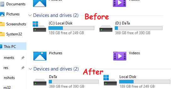 Drive Letters Hidden from Windows 11