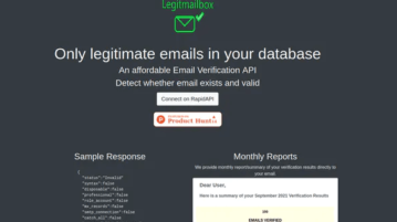 Email Verification API with 1500 Free Monthly Calls LegitMailBox