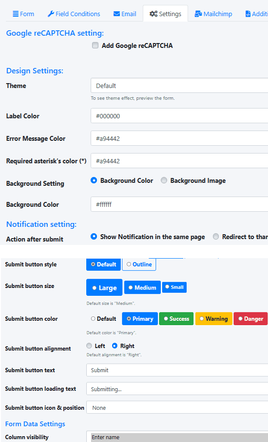 Form Engineer Settings