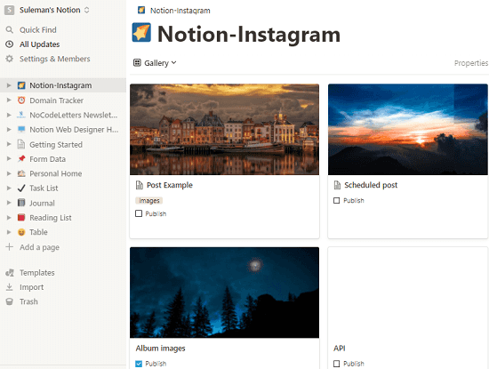 Notion InstaPost Template