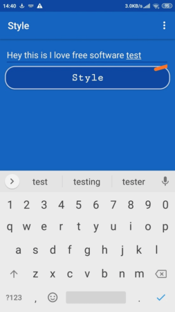 Style App Enter Text or Copy Paste Text