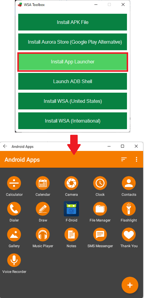 WSA Toolbox Install App launcher
