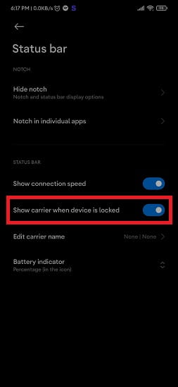 Disable carrier name on Lock Screen in MIUI