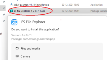 Double CLick to install APK in Windows 11