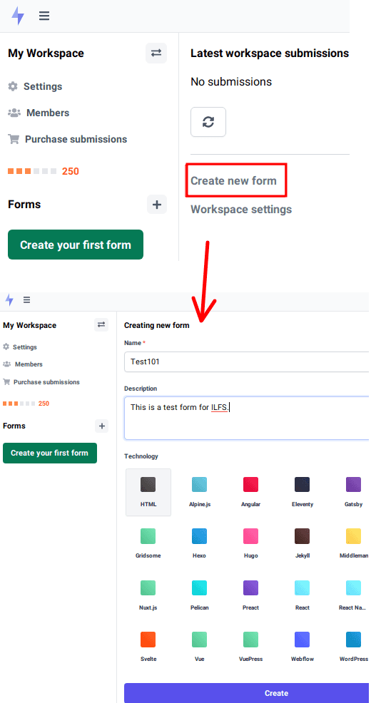 Formspark Create a Form