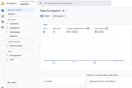 Google Analytics 4 UI