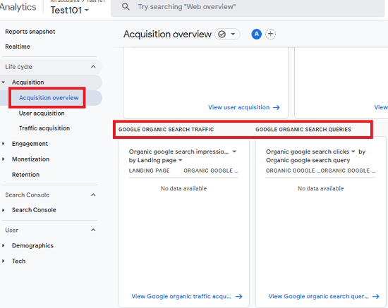 Google Search Console in Acquisition