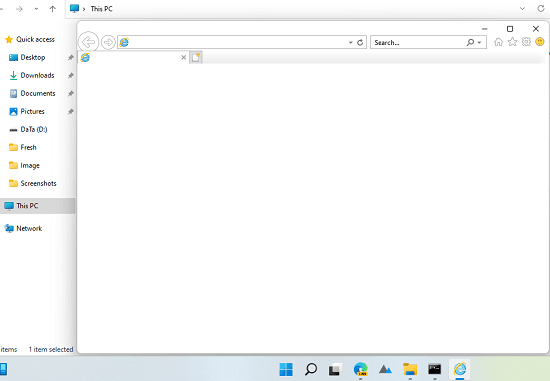 Internet Explorer UI in Windows 11