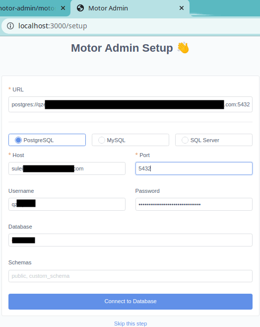 Motor Admin Database Setup
