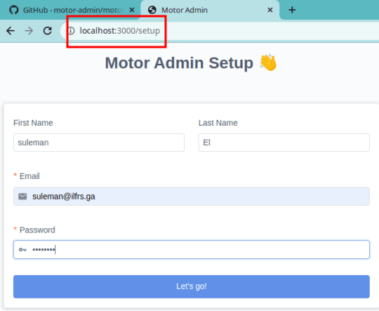Motor Admin Profile Setup