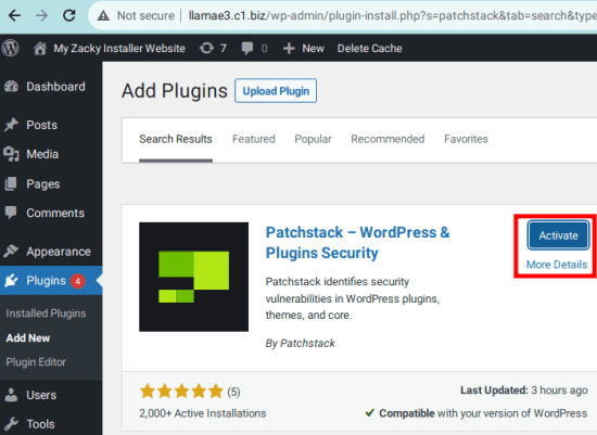 Patchstack Install Plugin