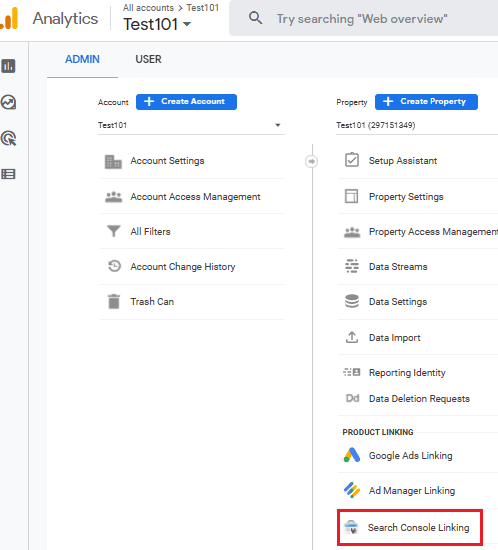 Search Console Linking Option