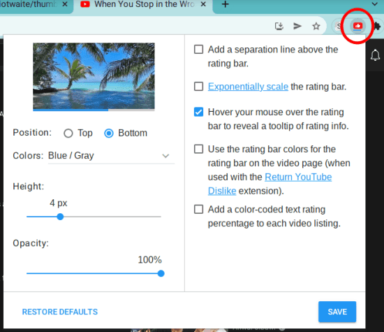 Thumbnail Rating Bar Options