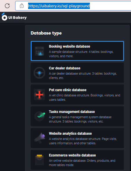 UI Bakery SQL Playground