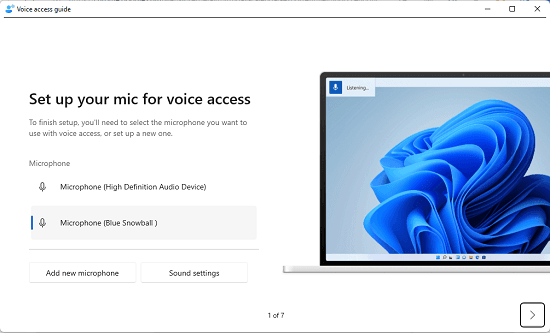 Voice Access Choose Microphone