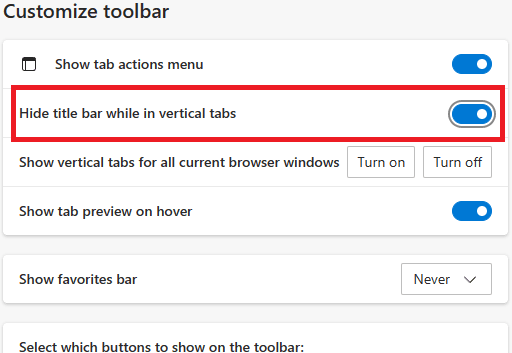 Edge Customize Toolbar
