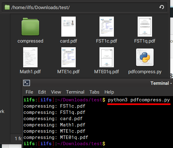 pdfcompress.py run script to bulk compress PDFs