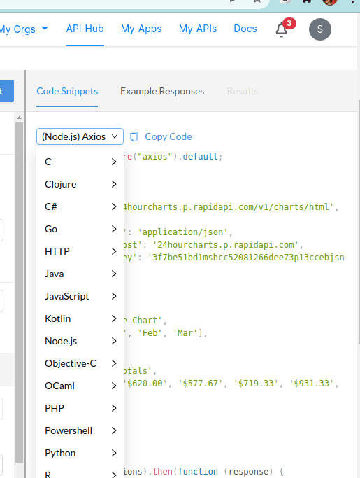 24HourCharts RapidAPI Select Language