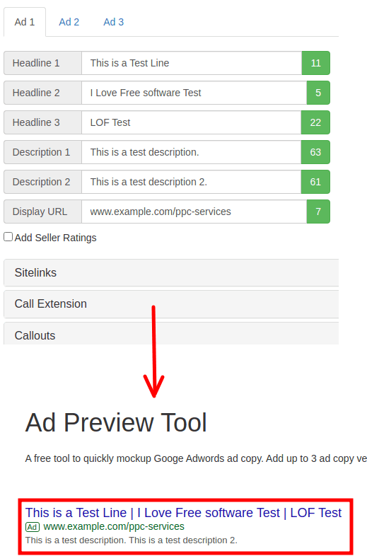 Ad Preview Tool by Andrew Marketing