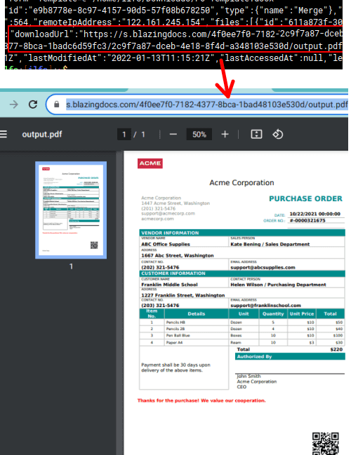 BlazingDocs Dynamically Generated Document