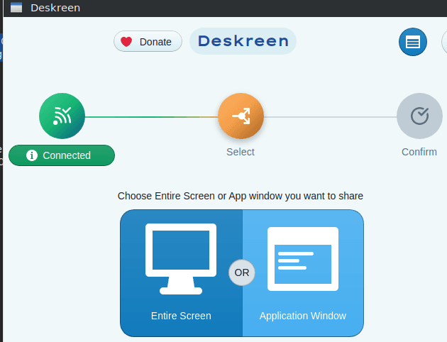 Deskreen Choose a screen