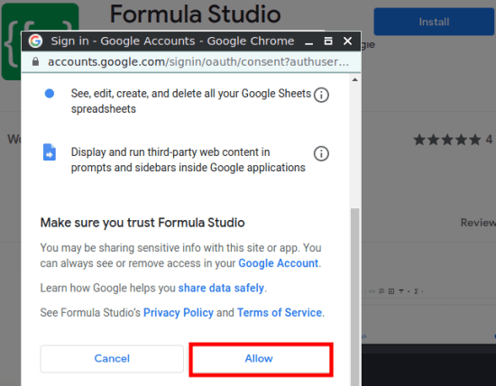 Formula Studio Allow