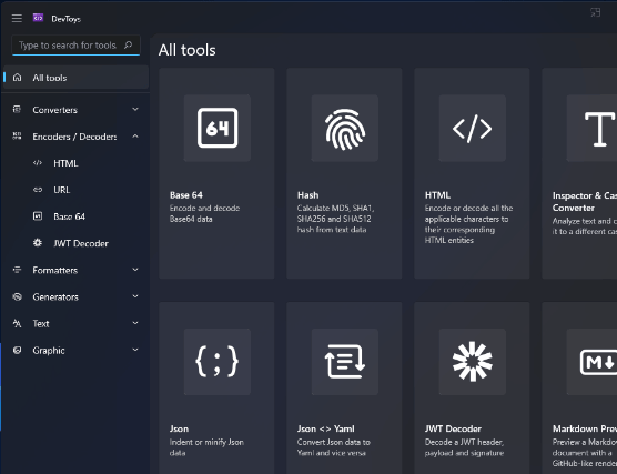 Free PowerToys for Developers to Encode, Format, Convert Files: DevToys